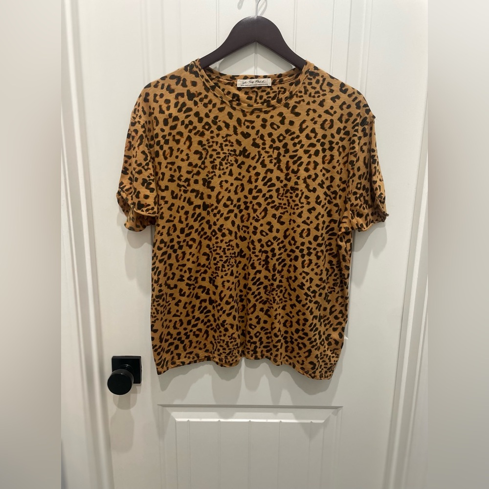 We The Free Leopard Print Short Sleeve Tee - Tan & Black